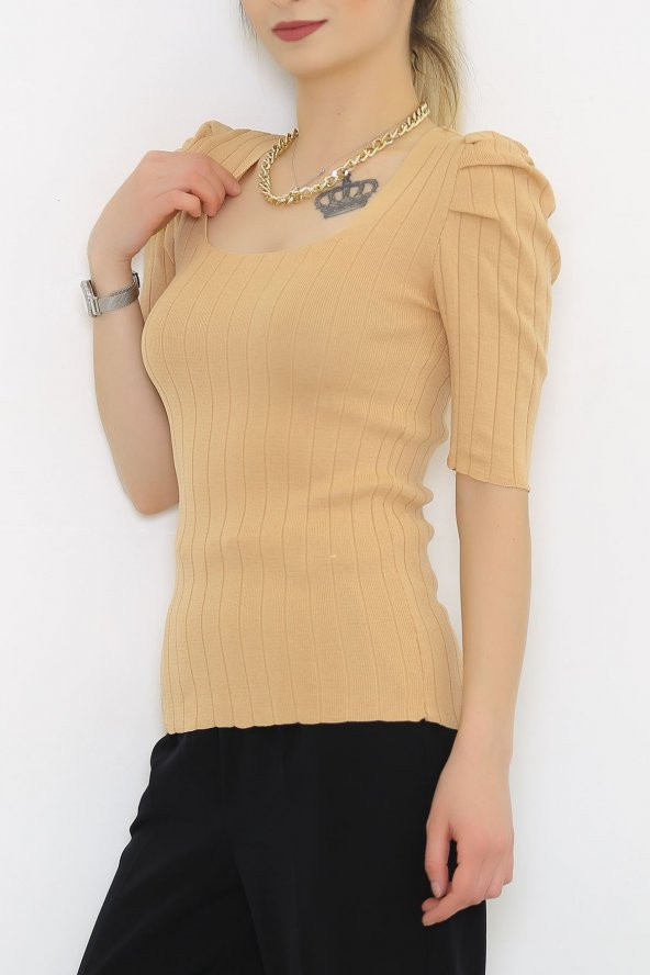 Kare Yaka Triko Sütlükahve - 7272.352. - 3