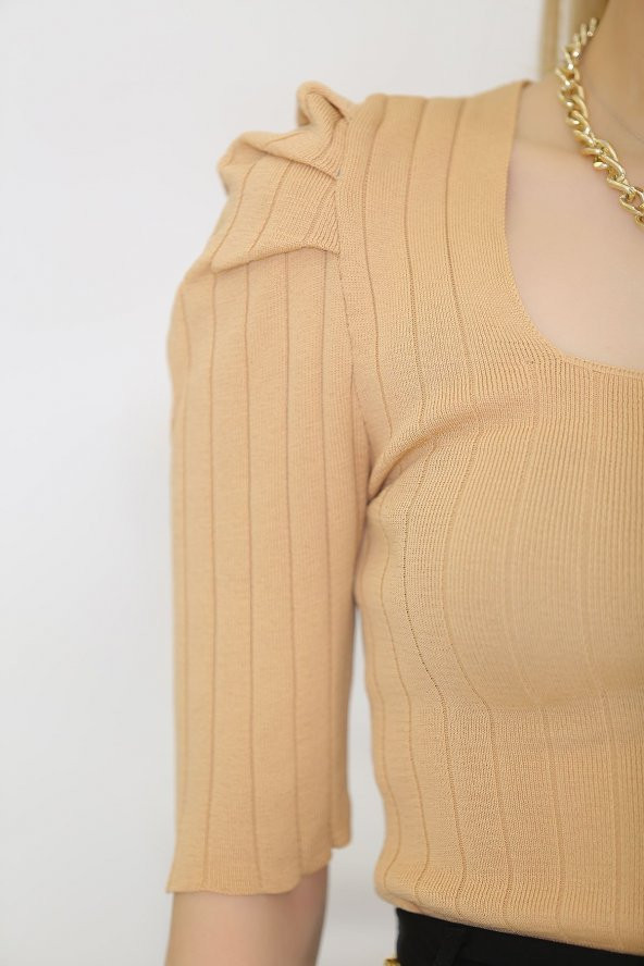 Kare Yaka Triko Sütlükahve - 7272.352. - 4