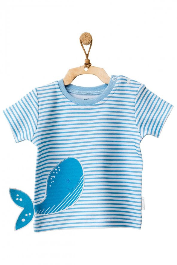 Andywawa Erkek Bebek Balina Motifli Mavi Alt Üst Takım AC21564R - 2