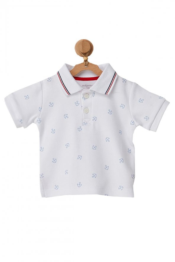 Andywawa Erkek Bebek Polo Yaka Gemi Çapası Motifli Alt Üst Takım AC22644 - 2