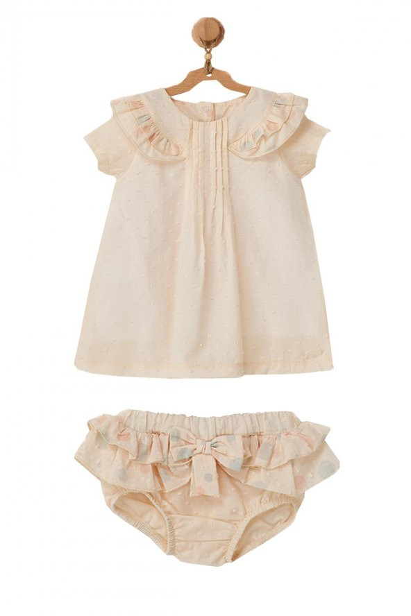 Andywawa Kız Bebek Yaka Detaylı Alt Üst Elbise Takımı AC22658