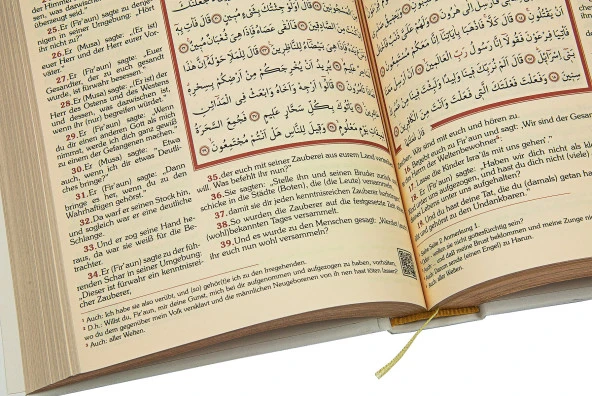 Almanca Mealli Hafiz Boy Kuran - Beyaz - Resim 5