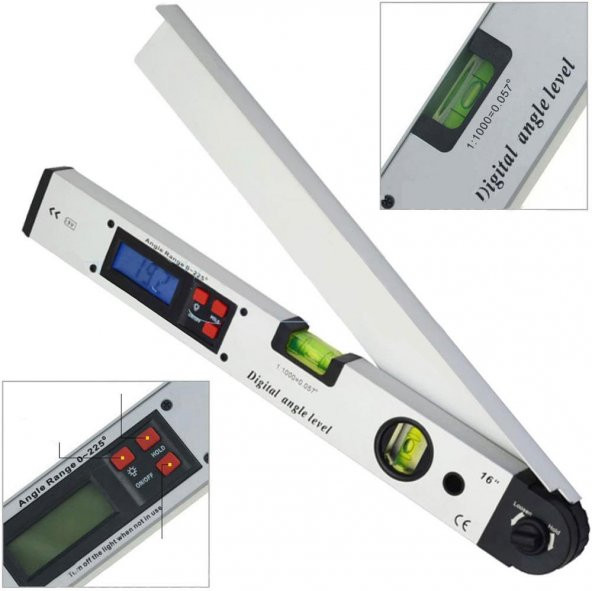 Bts 12471 2 Sulu Gönye Dijital Açı Ölçerli Su Terazisi 16"/40cm - 3