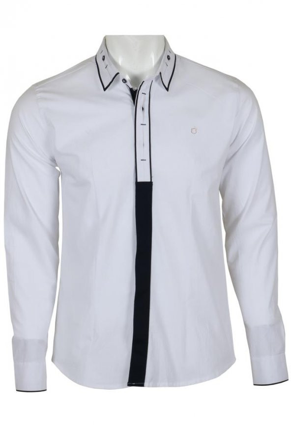 Erkek Beyaz Gömlek Dar Kesim Uzun Kollu RAR00918