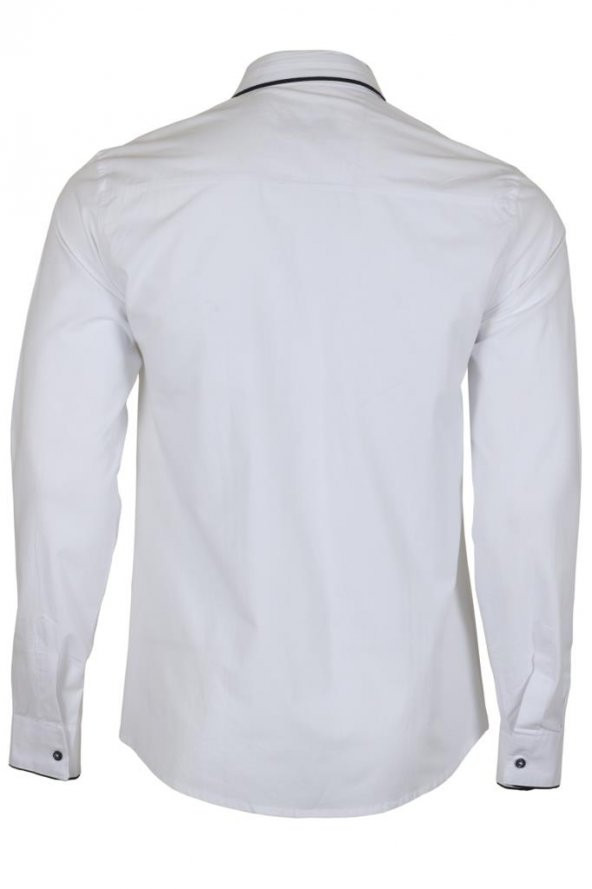 Erkek Beyaz Gömlek Dar Kesim Uzun Kollu RAR00918 - 5