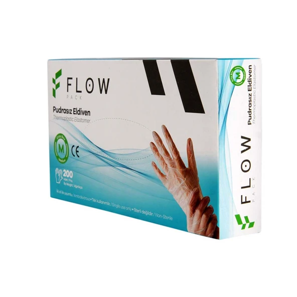 Flow Tape Pudrasız Şeffaf Eldiven (M) 200 Lü