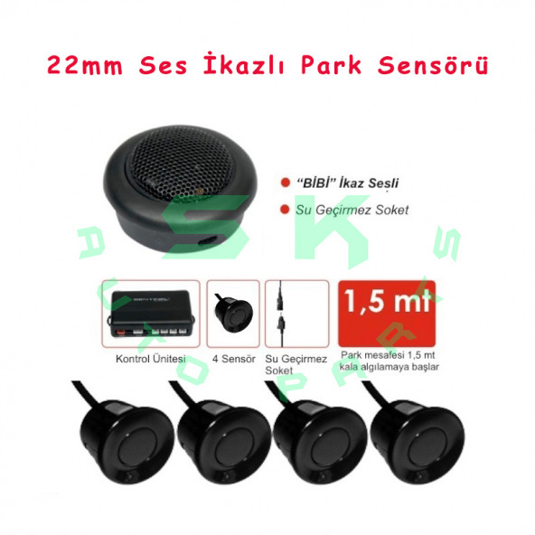 Ses İkazlı Araç Araba Park Sensörü 4 Sensörlü Siyah Bip Bip İkazlı