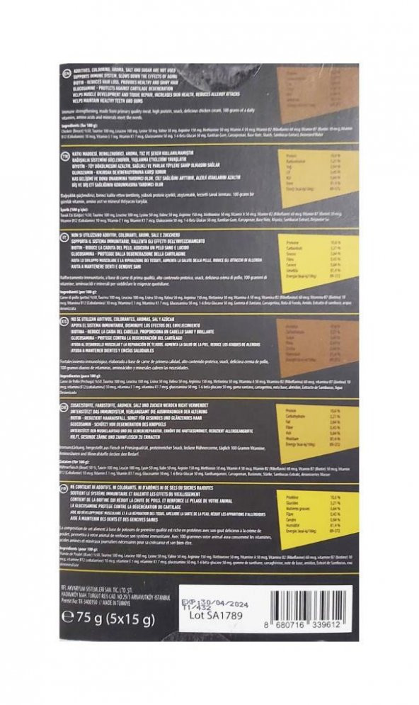 Tail Paws Molly Tavuklu Sıvı Kedi Ödülü 15gr (5li) - 2