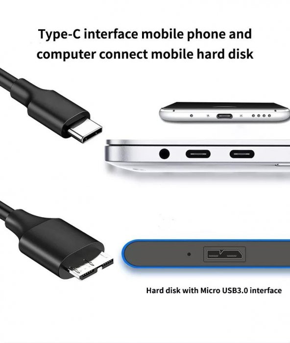 PrimeX PX-610 1.5 Metre TYPE C to Micro USB B Kablo, Type C Harici Harddisk kablosu, Type C Micro b Kablo, Type C USB b Kablo - 3