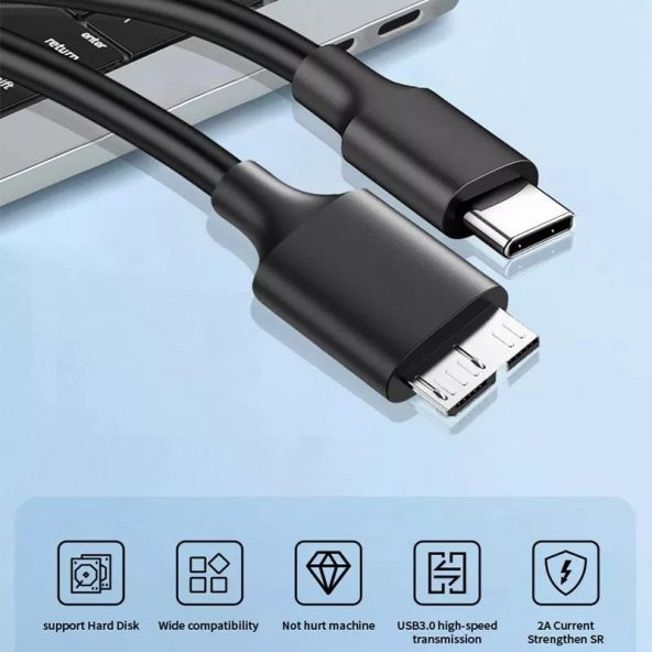 PrimeX PX-610 1.5 Metre TYPE C to Micro USB B Kablo, Type C Harici Harddisk kablosu, Type C Micro b Kablo, Type C USB b Kablo - 4