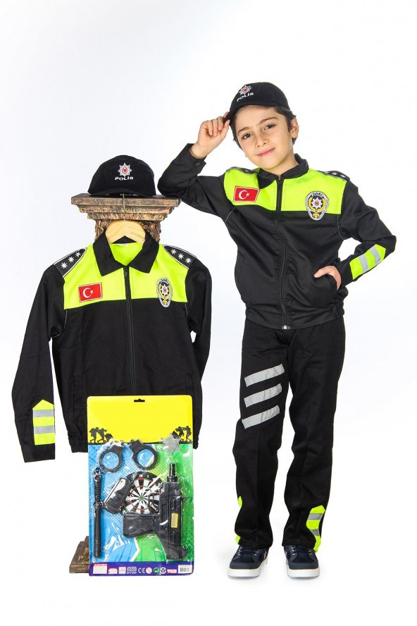 Trafik Polisi Kostümü Çocuk Üniforması Sarı