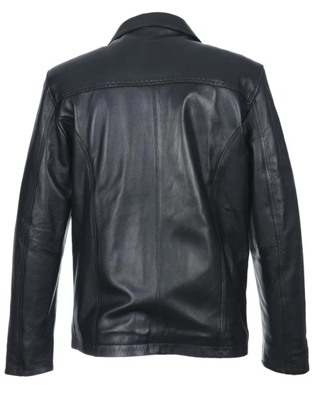 Punto Dikişli Klasik Spor Erkek Deri Mont Siyah Renk - 4