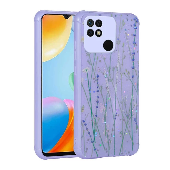Xiaomi Poco C40 Kılıf Simli Desenli Zore Popy Kılıf - Resim 4
