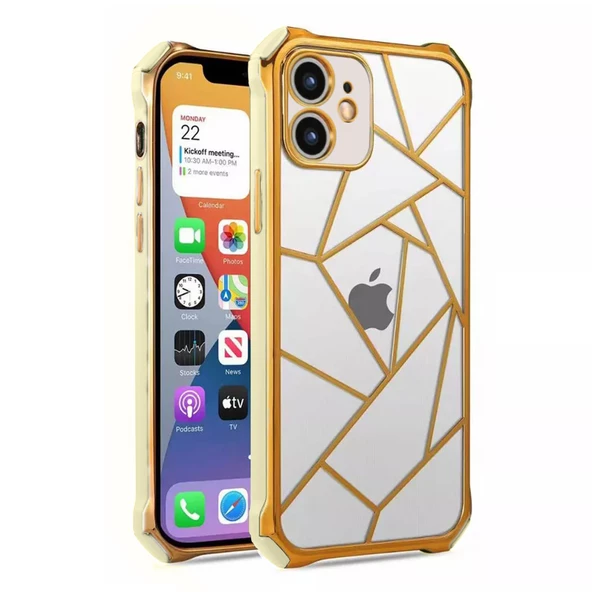 iPhone 12 Kılıf Lazer Prizma Kamera Korumalı Kapak - 5