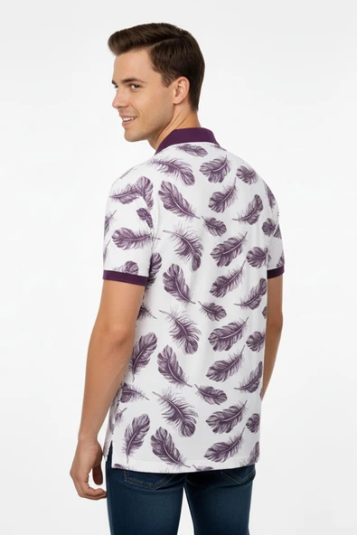 Erkek Yaprak Desenli Polo Yaka Tişört BGL-ST00524 - 6