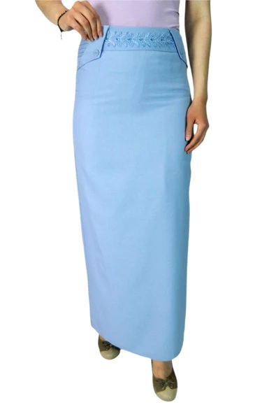 Kadın Mavi Kumaş Uzun Etek ERM159 - Resim 2