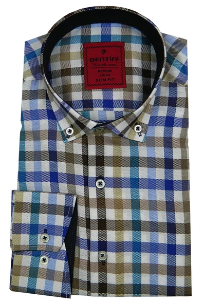 Erkek Slim Fit Ekose Gömlek Bgl-st00089 - Resim 3