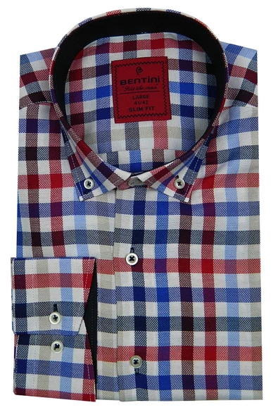 Erkek Slim Fit Ekose Gömlek Bgl-st00089 ürün görseli