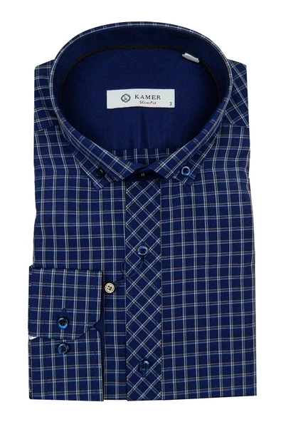 Erkek Slim Fit Gömlek Ekose 9451 009451 - Resim 3