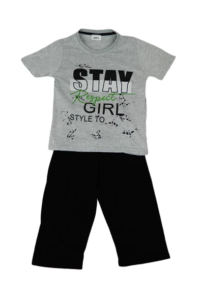 Kız Garson Boy Kısa Kol Kapri li Pijama Takım 12847 BGL-ST01179