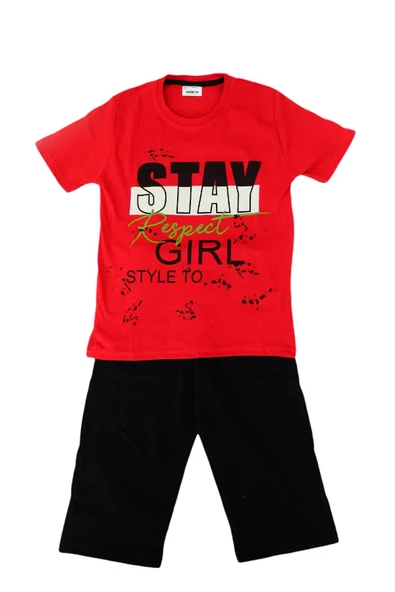Kız Garson Boy Kısa Kol Kapri li Pijama Takım 12847 BGL-ST01179 - 3