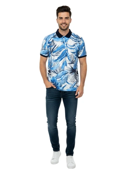 Erkek Yaprak Baskılı Polo Yaka Tişört BGL-ST00528 ürün görseli