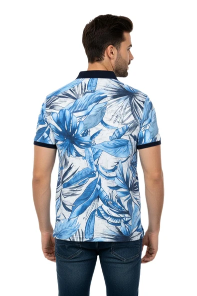 Erkek Yaprak Baskılı Polo Yaka Tişört BGL-ST00528 - Resim 8