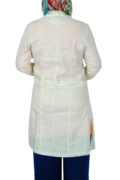 Kadın Kemerli Keten Tunik EFL3176 - Resim 7