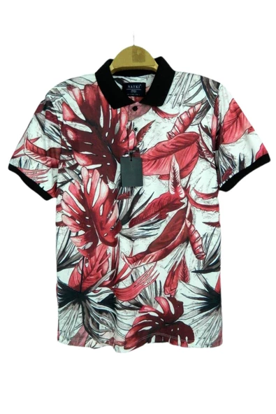 Erkek Yaprak Baskılı Polo Yaka Tişört BGL-ST00528 - Resim 5