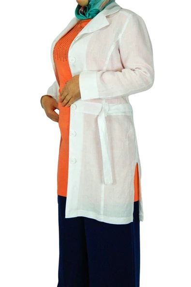 Kadın Kemerli Keten Tunik EFL3176 - Resim 4