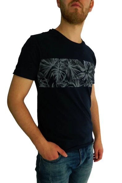 Erkek Sıfır Yaka Flamlı Tişört Bgl-st01048 - 8