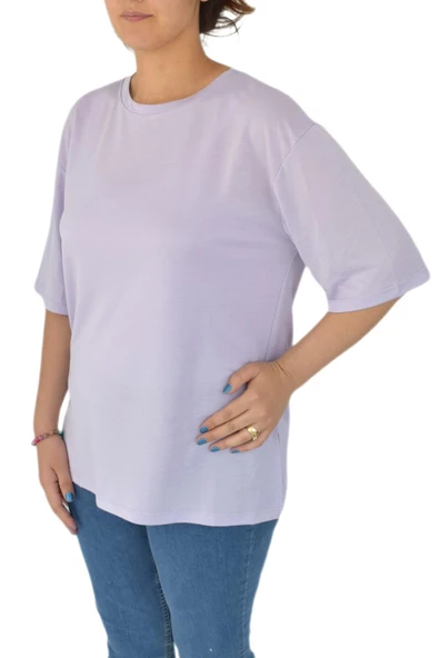 Kadın Sıfır Yaka Simli Tişört BGL-ST02091 - Resim 4