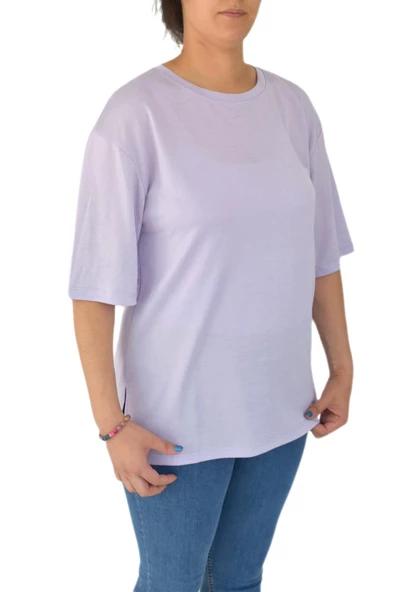 Kadın Sıfır Yaka Simli Tişört BGL-ST02091 - Resim 6