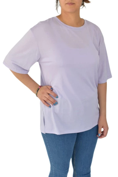 Kadın Sıfır Yaka Simli Tişört BGL-ST02091 - Resim 3