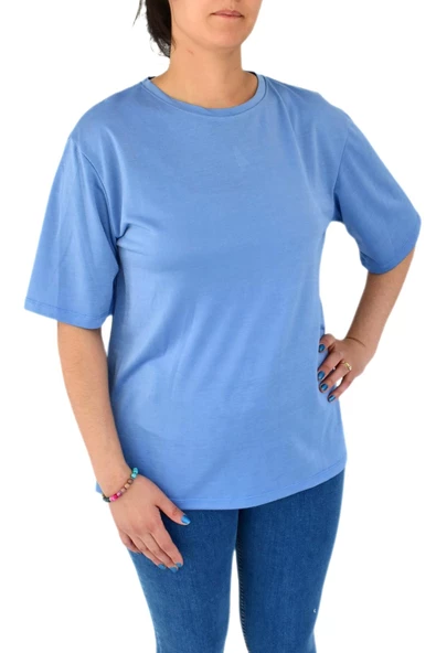 Kadın Sıfır Yaka Simli Tişört BGL-ST02091 - Resim 11