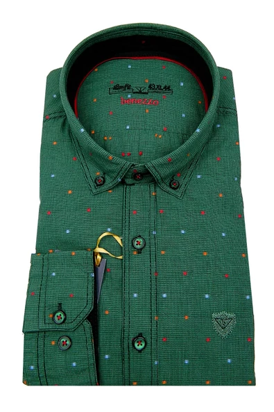 Erkek Slim Fit Puantiyeli Gömlek 59217 - Resim 2