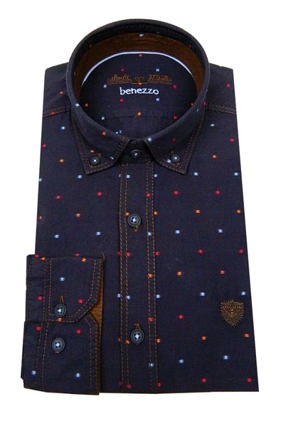 Erkek Slim Fit Puantiyeli Gömlek 59217 - Resim 3