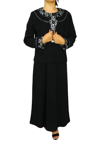 Kadın Siyah Taşlı Abiye Takım Vivendi WW8384 - Resim 2