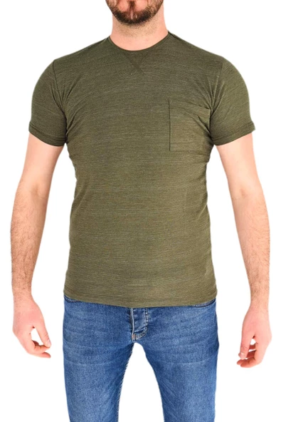 Erkek Sıfır Yaka Cepli Tişört T-865 BGL-ST01837 - Resim 3