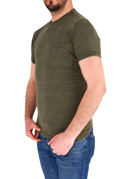 Erkek Sıfır Yaka Cepli Tişört T-865 BGL-ST01837 - Resim 7