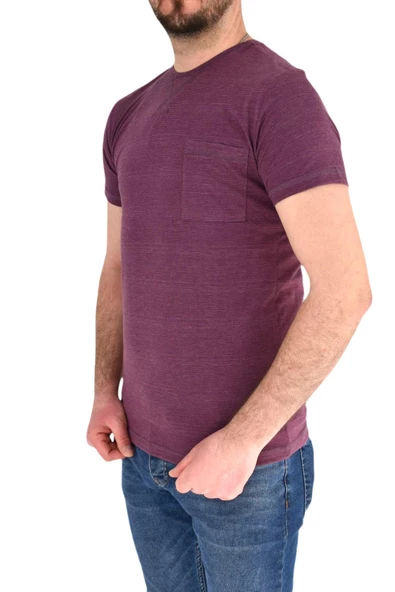 Erkek Sıfır Yaka Cepli Tişört T-865 BGL-ST01837 - Resim 9