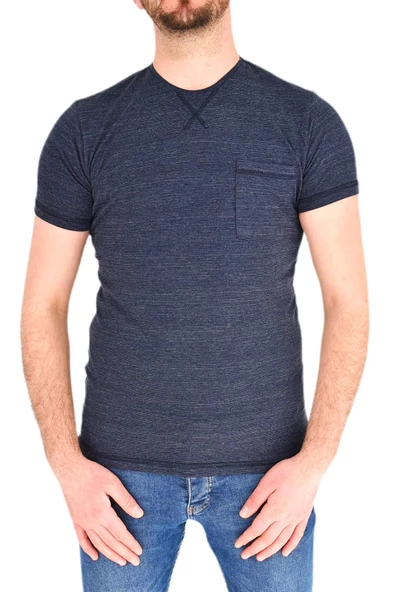 Erkek Sıfır Yaka Cepli Tişört T-865 BGL-ST01837 - Resim 5