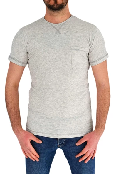 Erkek Sıfır Yaka Cepli Tişört T-865 BGL-ST01837 - Resim 2