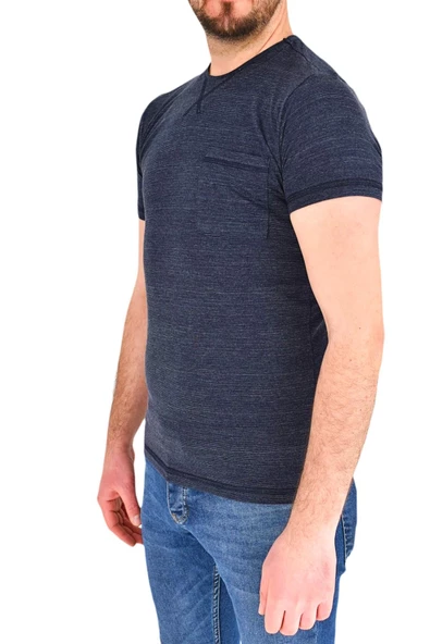 Erkek Sıfır Yaka Cepli Tişört T-865 BGL-ST01837 - Resim 8