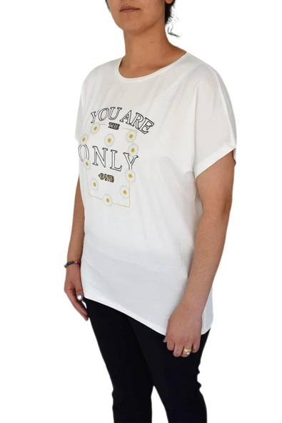 Kadın Yuvarlak Yaka Baskılı Tişört BGL-ST01975 - Resim 8