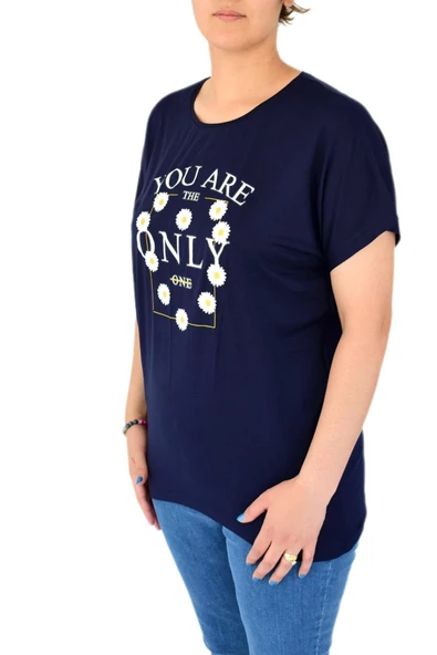 Kadın Yuvarlak Yaka Baskılı Tişört BGL-ST01975 - Resim 12