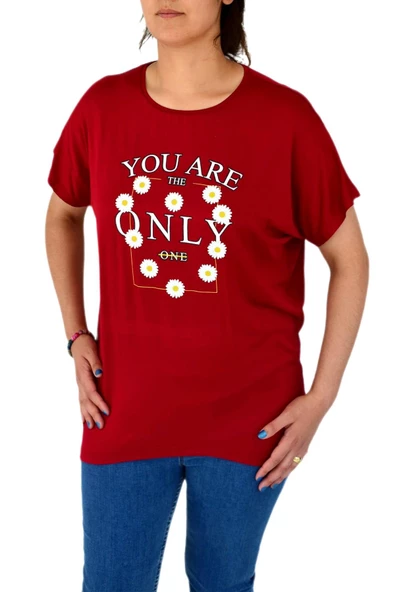 Kadın Yuvarlak Yaka Baskılı Tişört BGL-ST01975 - Resim 2