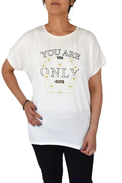 Kadın Yuvarlak Yaka Baskılı Tişört BGL-ST01975 - Resim 6