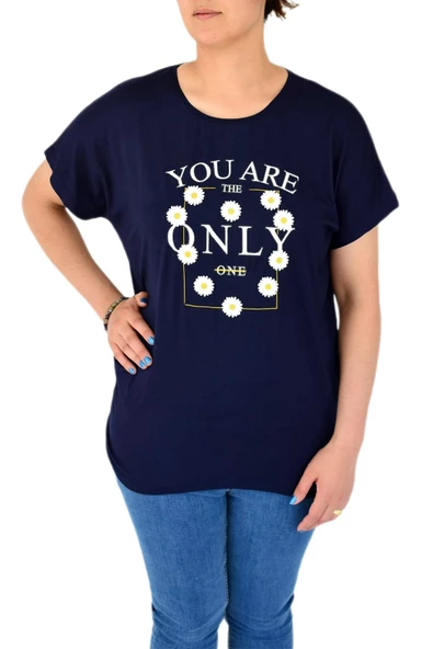 Kadın Yuvarlak Yaka Baskılı Tişört BGL-ST01975 - Resim 11