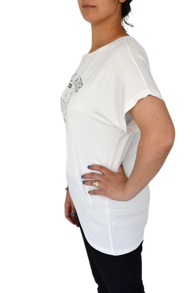 Kadın Yuvarlak Yaka Baskılı Tişört BGL-ST01975 - Resim 9